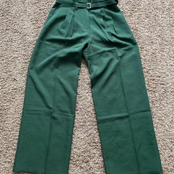 Lioness Gigi Baggy Pant Moss Paperbag Wide Leg Green Trousers Size Small - Picture 2 of 9